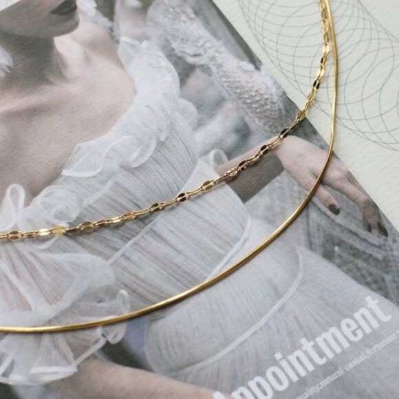 NEW 18K Gold Plated Double Layer Chain Necklace 0 - Picture 3 of 10